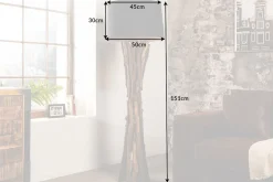 Massivholz Stehlampe HARMONY NATURE 151cm schwarz Teak mit Baumwollschirm