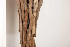 Massivholz Stehlampe HARMONY NATURE 151cm schwarz Teak mit Baumwollschirm