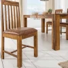 Massivholz Stuhl MAKASSAR braun Sheesham stone finish Esszimmerstuhl gepolstert