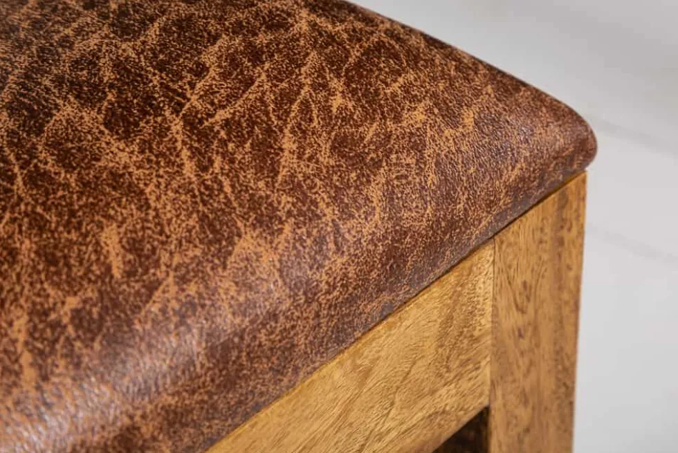 Massivholz Stuhl MAKASSAR braun Sheesham stone finish Esszimmerstuhl gepolstert
