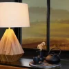 Massivholz Tischlampe DIAMOND 65cm Teak natur weiß modern handmade