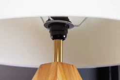 Massivholz Tischlampe DIAMOND 65cm Teak natur weiß modern handmade