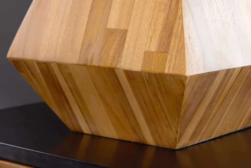 Massivholz Tischlampe DIAMOND 65cm Teak natur weiß modern handmade