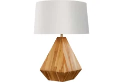 Massivholz Tischlampe DIAMOND 65cm Teak natur weiß modern handmade