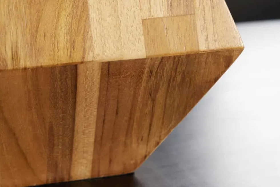 Massivholz Tischlampe DIAMOND 65cm Teak natur weiß modern handmade