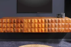 Massivholz TV Lowboard VULCANO 160cm hängend natur Mango Wohnzimmer