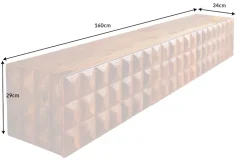 Massivholz TV Lowboard VULCANO 160cm hängend natur Mango Wohnzimmer