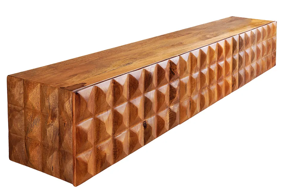 Massivholz TV Lowboard VULCANO 160cm hängend natur Mango Wohnzimmer