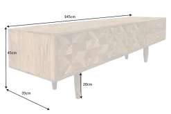 Massivholz TV-Lowboard ALPINE 145cm natur Akazie Retro Design honey finish
