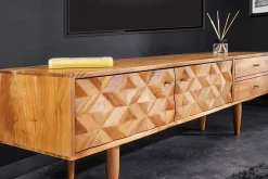 Massivholz TV-Lowboard ALPINE 145cm natur Akazie Retro Design honey finish