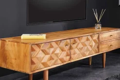 Massivholz TV-Lowboard ALPINE 145cm natur Akazie Retro Design honey finish