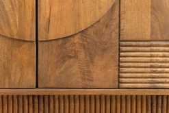 Massivholz TV-Lowboard ART DECO 200cm braun smoked Mangoholz 3D-Front