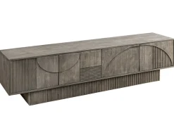 Massivholz TV-Lowboard ART DECO 200cm grau smoked Mangoholz 3D-Front