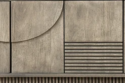 Massivholz TV-Lowboard ART DECO 200cm grau smoked Mangoholz 3D-Front