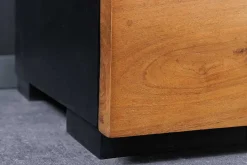 Massivholz TV-Lowboard GRAND ACACIA 180cm braun Akazie mit LED-Beleuchtung Baumkante
