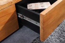 Massivholz TV-Lowboard GRAND ACACIA 180cm braun Akazie mit LED-Beleuchtung Baumkante