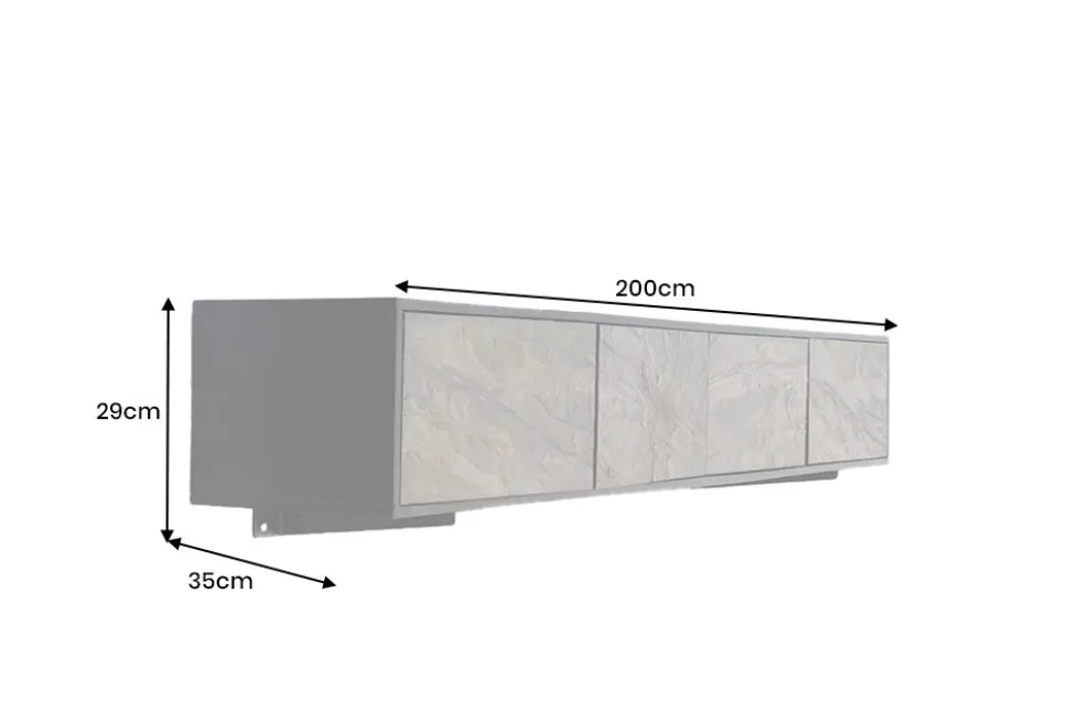 Massivholz TV-Lowboard MOUNTAIN SOUL 200cm Akazie grün bronze hängend Naturstein schwarz