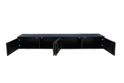 Massivholz TV-Lowboard MOUNTAIN SOUL 200cm Akazie grün bronze hängend Naturstein schwarz