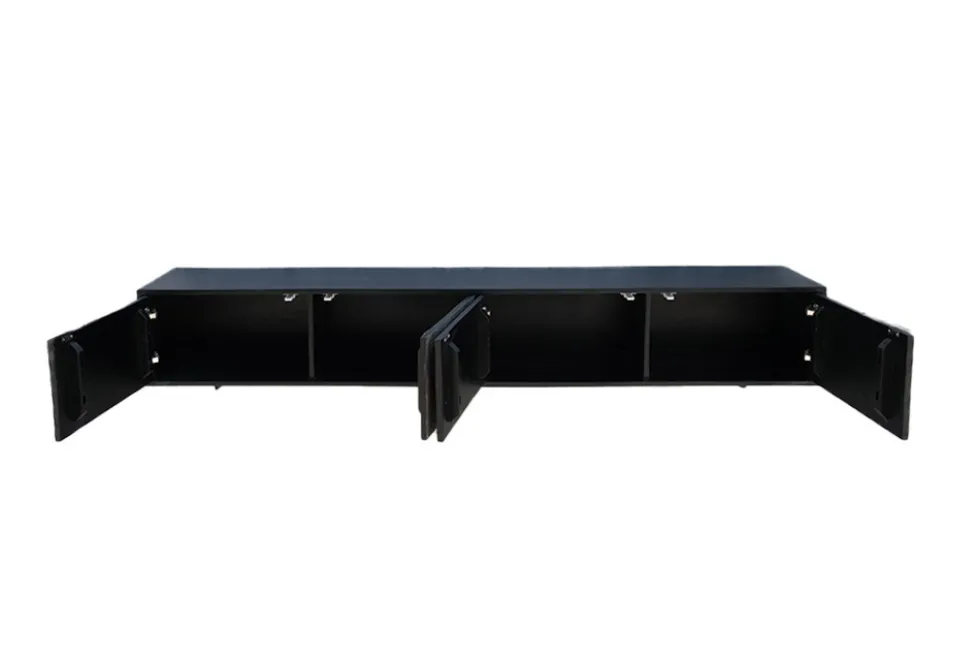 Massivholz TV-Lowboard MOUNTAIN SOUL 200cm Akazie grün bronze hängend Naturstein schwarz