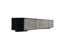 Massivholz TV-Lowboard MOUNTAIN SOUL 200cm Akazie grün bronze hängend Naturstein schwarz