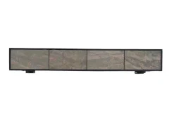 Massivholz TV-Lowboard MOUNTAIN SOUL 200cm Akazie grün bronze hängend Naturstein schwarz