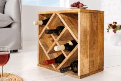Massivholz Weinregal CUBUS 40cm Mango handmade Beistelltisch