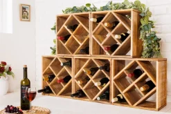 Massivholz Weinregal CUBUS 40cm Mango handmade Beistelltisch