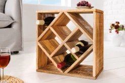 Massivholz Weinregal CUBUS 40cm Mango handmade Beistelltisch