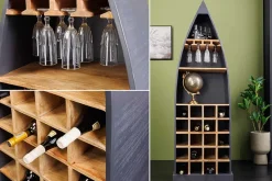 Massivholz Weinregal SEVEN SEAS 180cm anthrazit natur Mango Flaschenregal