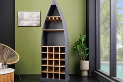 Massivholz Weinregal SEVEN SEAS 180cm anthrazit natur Mango Flaschenregal
