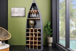 Massivholz Weinregal SEVEN SEAS 180cm anthrazit natur Mango Flaschenregal