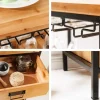 Massivholz Weinregal SEVENS SEAS 120cm natur Pinienholz schwarz Metall Flaschenregal