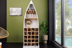 Massivholz Weinregal SEVEN SEAS 180cm weiß natur Mango Flaschenregal