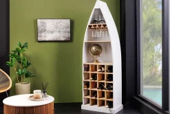 Massivholz Weinregal SEVEN SEAS 180cm weiß natur Mango Flaschenregal