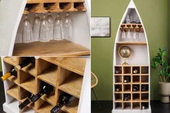 Massivholz Weinregal SEVEN SEAS 180cm weiß natur Mango Flaschenregal