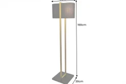 Minimalistische Stehlampe COLLEEN 160cm gold schwarz Stoffschirm mit Metallfuß