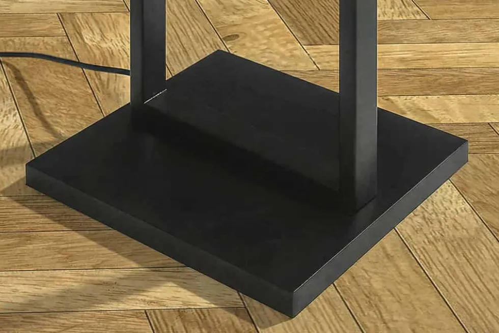 Minimalistische Stehlampe COLLEEN 160cm weiß schwarz Stoffschirm mit Metallfuß