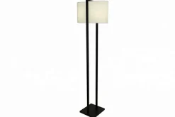 Minimalistische Stehlampe COLLEEN 160cm weiß schwarz Stoffschirm mit Metallfuß