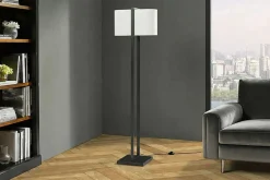 Minimalistische Stehlampe COLLEEN 160cm weiß schwarz Stoffschirm mit Metallfuß
