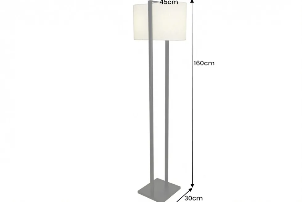 Minimalistische Stehlampe COLLEEN 160cm weiß schwarz Stoffschirm mit Metallfuß