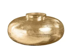 Moderne Deko Vase ABSTRACT ORIENT 35cm gold rund Metall Hammerschlag-Design