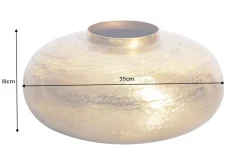 Moderne Deko Vase ABSTRACT ORIENT 35cm gold rund Metall Hammerschlag-Design