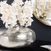 Moderne Deko Vase ABSTRACT ORIENT 35cm silber rund Metall Hammerschlag-Design