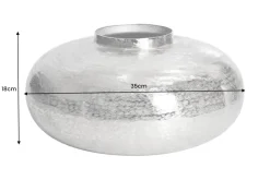 Moderne Deko Vase ABSTRACT ORIENT 35cm silber rund Metall Hammerschlag-Design