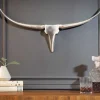 Moderne Design Wanddekoration BULL 75cm silber Aluminium Stierkopf