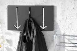 Moderne Design Wandgarderobe ARROW 30cm schwarz mit 3 Haken