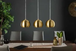Moderne 3er Hängeleuchte GOLDEN BALL gold Hängelampe höhenverstellbar