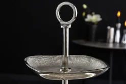 Moderne Etagere ORIENT 45cm silber Hammerschlag-Design mit drei Etagen