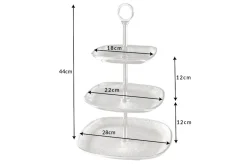 Moderne Etagere ORIENT 45cm silber Hammerschlag-Design mit drei Etagen