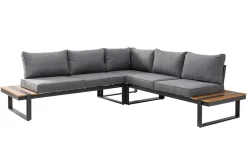 Moderne Garten Sitzgruppe TAMPA LOUNGE 240cm grau Aluminium wetterfest inkl. Sitzkissen